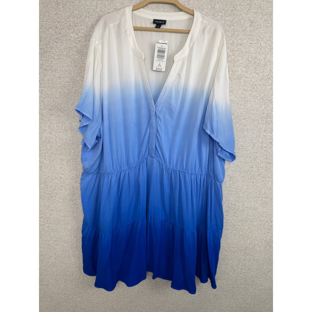 Torrid Ombre Tiered Tunic Dress Size 3X (22-24) NWT Blue Ombre